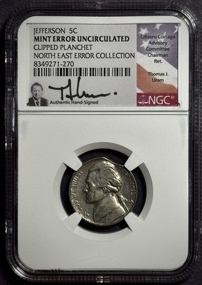1964 Jefferson Nickel NGC “Mint Error” UNC– Clipped Planchet