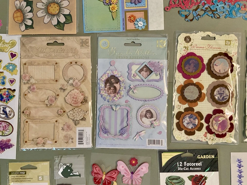 HUGE Lot of Flower Scrapbook Card-making Stickers, Stamps, Cut-outs!! - Image 3 of 4