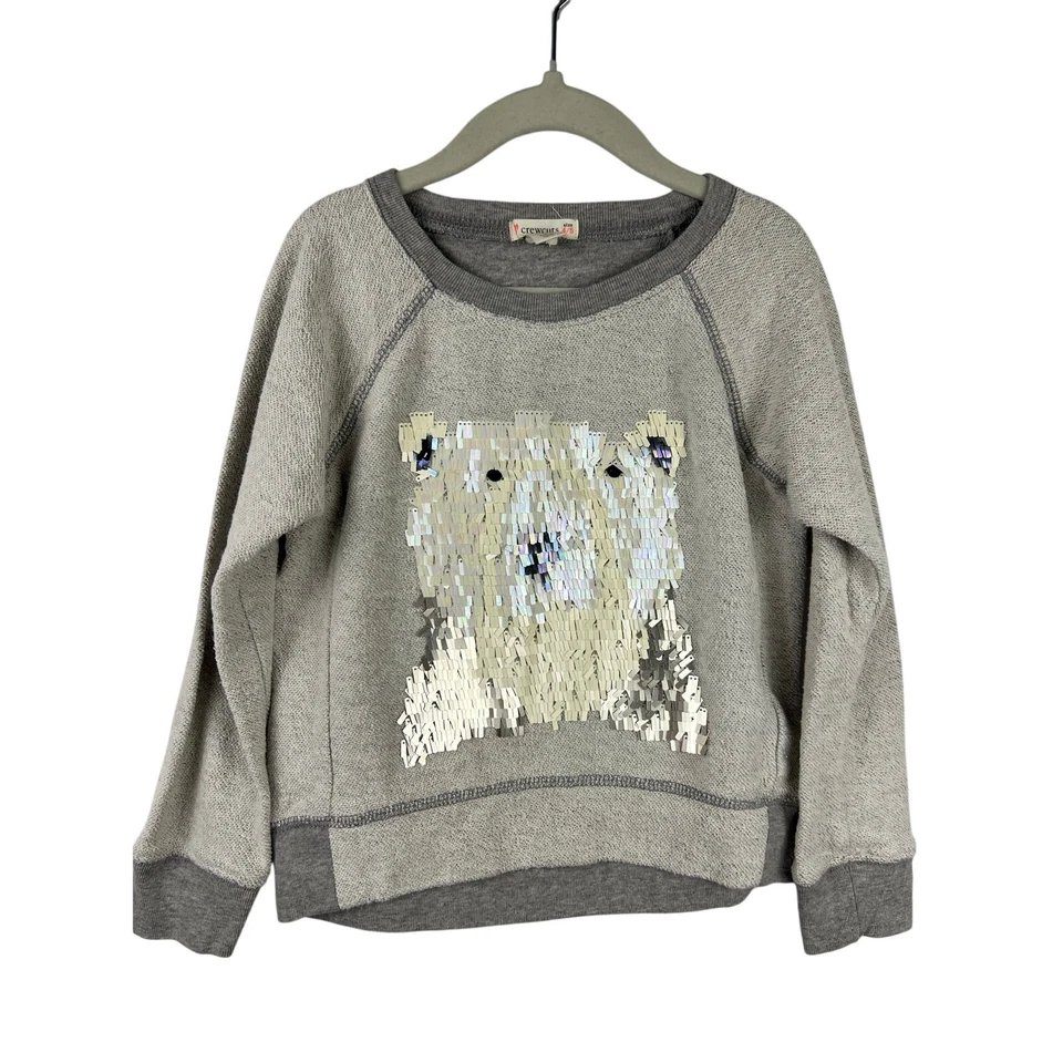 Sudadera Crewcuts, Lentejuelas Oso Polar, Gris, Algodón, Gráfico Brillante Foto 2 de 4