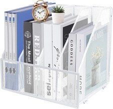Mesh Metal A4 Magazine File Holder, Desktop 4 Sections Document Holder Office Fi