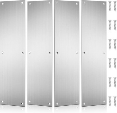 4 Pcs Push Door Plate 15x3.5'' Stainless Steel Door Push Plate Door Kick Plate...