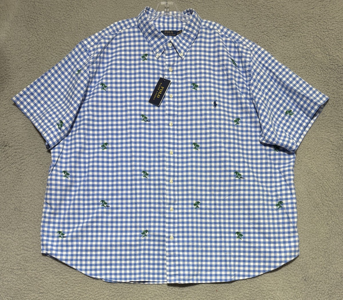 NEW Polo Ralph Lauren Big & Tall Palm Tree-Embroidered Check Shirt