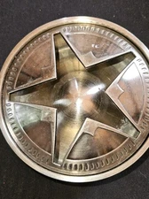 Vintage Marlboro Texas Lone Star Brushed Stainless Steel Ashtray 2 Piece 4.75” 