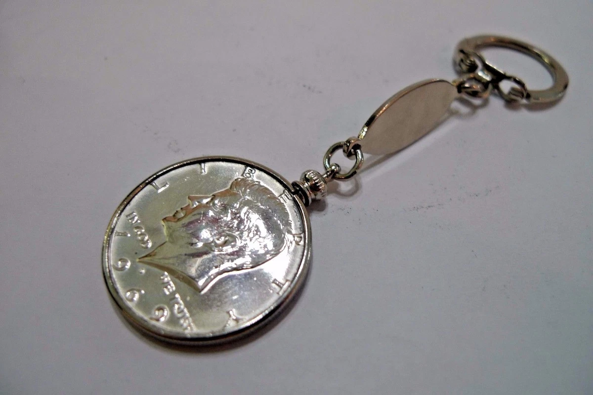 VINTAGE 1969 KENNEDY HALF DOLLAR KEY RING KEY CHAIN