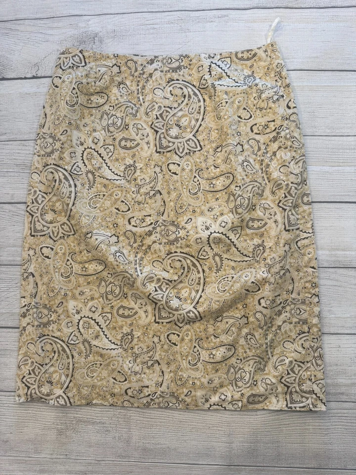 Юбка женская Banana Republic 8 бежевая красивая с принтом пейсли офисная одежда - Изображение 3 из 4