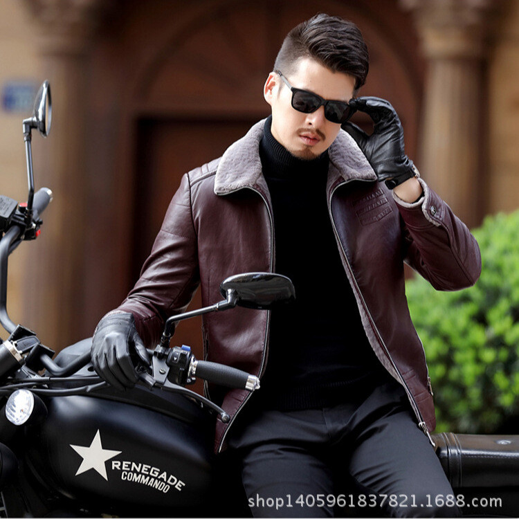 Winter Genuine Leather Fur All-in-one Men's Leather Jacket