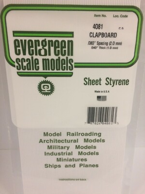 Evergreen EV4081 Weißes Styrol Blatt Gerippt 15X30Cm 2,00Mm Modellbau