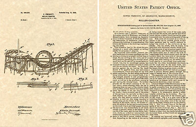 1898 US PATENT LOOP ROLLERCOASTER  Print READY TO FRAME!!!! Roller Coaster