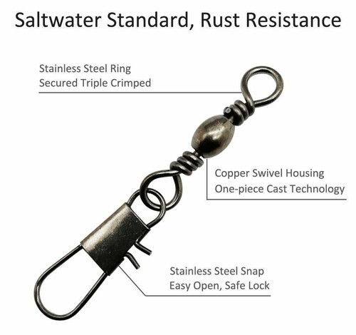 Fishing Swivels Snaps Kit Rolling Barrel Swivel Lure Connector Tackle Box 1#-10# - Picture 31 of 48