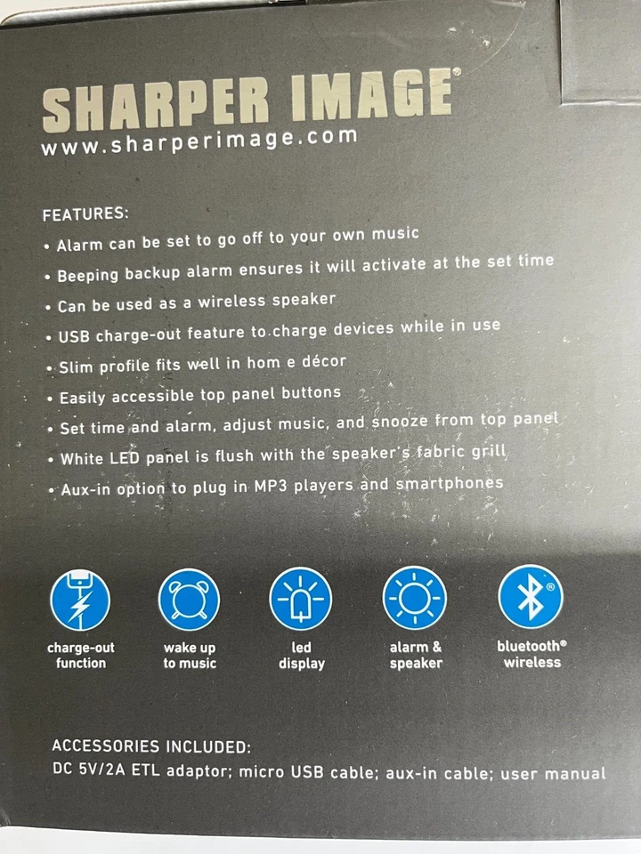 Sharper Image Bluetooth Wireless Alarm Clock, SBT3001, New in box - Image 3 of 4