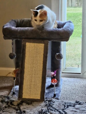 TWDEPART Cat Tree Tower with Cat Scratching Post 16.93''L x 13''W x 17.7''H