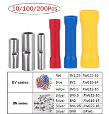 50-200 Straight Electrical Wire Connectors Ferrule Butt Splice Crimp Terminals