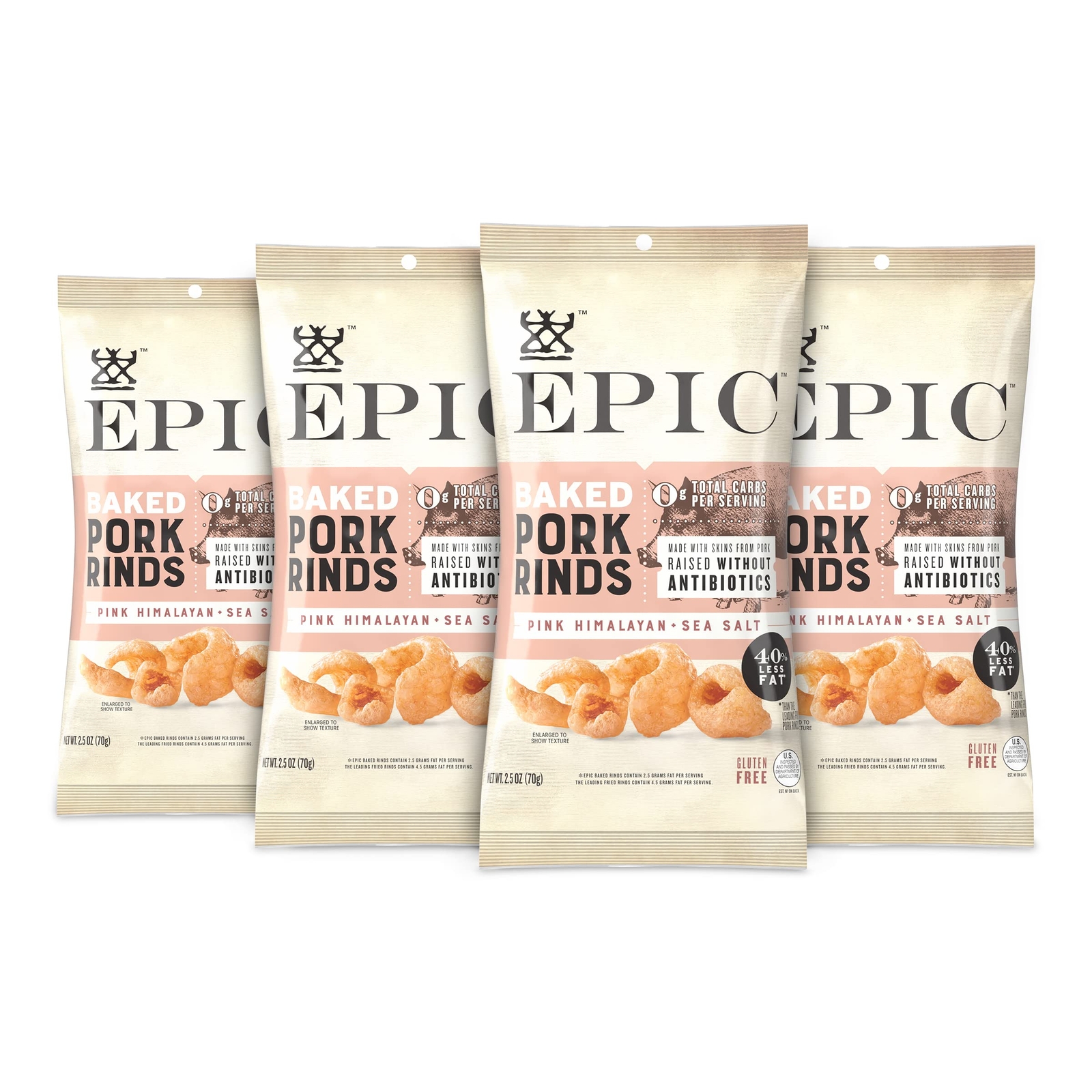 Epic Artisanal Oven Baked Pork Rinds, Pink Himalayan Sea Salt, 2.5 oz