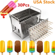 30pcs Stainless Steel Molds Ice Pop Lolly Popsicle Ice Cream Stick Holder Mold