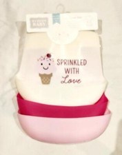 New Hudson Baby 3 PC Girls Sweets Ice Cream Smores PB J Silicone Bib Set NWT