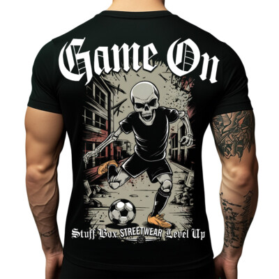 Stuff Box Männer Shirt Rundhals kurzarm Game On STB-1256 kurzarm Skull TShirt