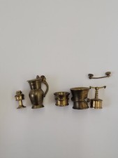 Vintage Miniature Lot of Solid Brass Dollhouse Accessories Pitcher Phone