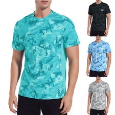 Mens UPF 50 UV Sun Short / Long Sleeve Shirts Outdoor SPF Rash Guard for Swim