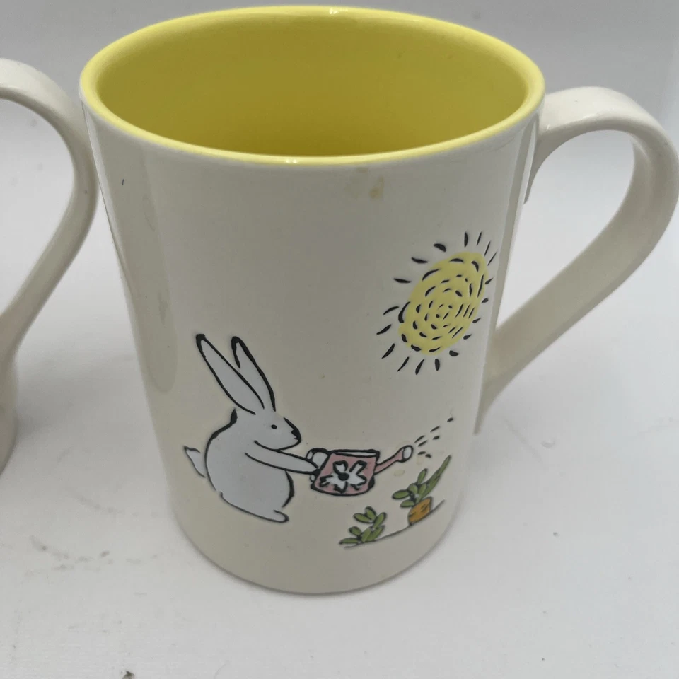 Taza de café 2 etiquetas Bunny X grande 20 oz primavera conejo zanahorias verde Pascua/amarillo Foto 3 de 4