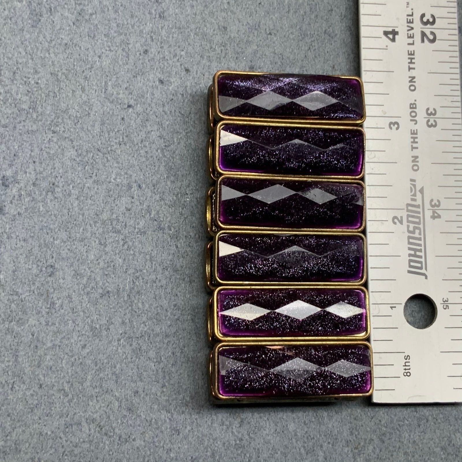 Rectangular Stretch Cuff Bracelet 7 In Faceted Pu… - image 4