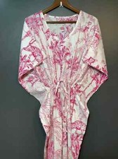 Indian Vintage 100% Cotton Long Beach Maxi Kaftan Dress One Size Caftan Kimono