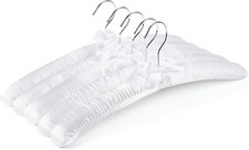 Amber Home 17 Inch Large White Satin Padded Hangers for Women Clothing 5 Pack
