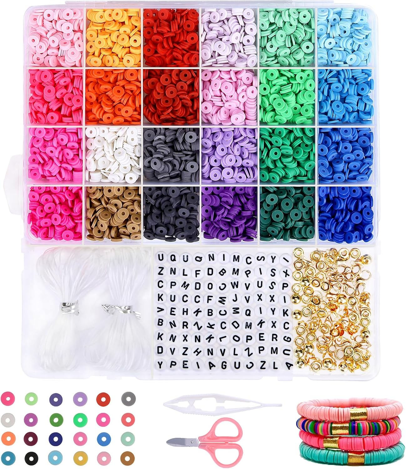 4500 Pcs Flat Round Clay Heishi Spacer Beads for DIY Bracelet Making
