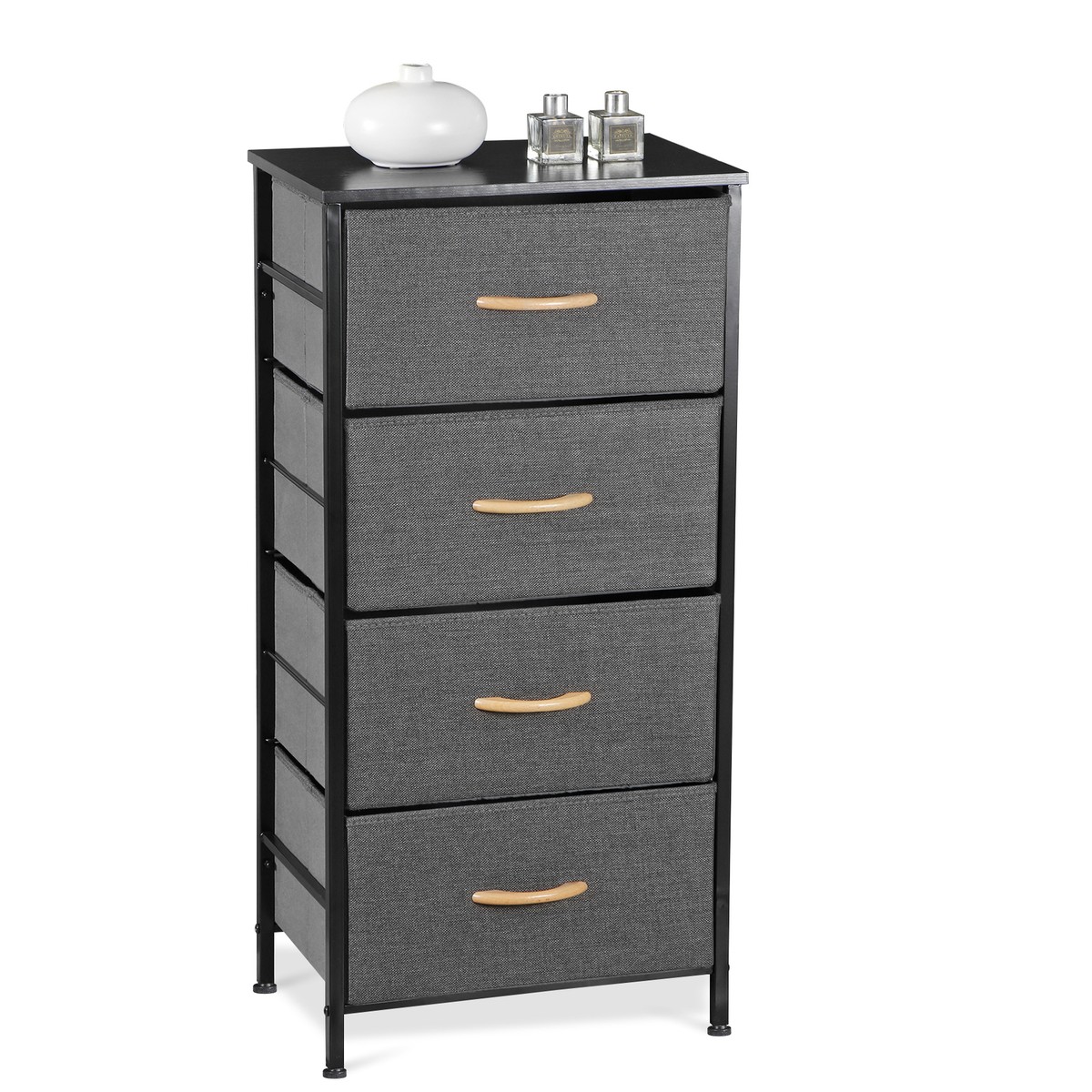 Vertical Fabric Dresser for Bedroom with 4 Drawers Storage Metal Frame Dary Grey | eBay Vertical Fabric Dresser for Bedroom with 4 Drawers Storage Metal Frame Dary Grey | eBay
