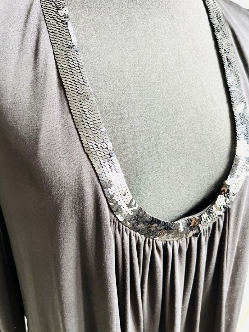 Abito Saint Laurent Drappeggiato Jersey Paillettes Flapper 38 FR