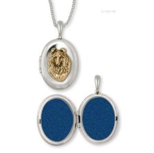 Collie Photo Locket Jewelry Silver And Gold Handmade Dog Photo Locket COL6-TNV
