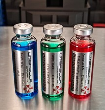 Resident Evil - T-Virus, Anti-Virus, and Nemesis vial prop set