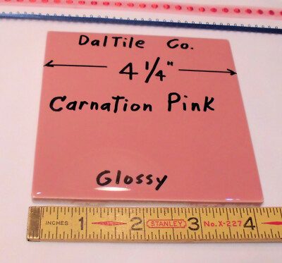 1 pc. Carnation Pink: Glossy Ceramic Tile by Daltile...4-1/4''  New:  Made USA
