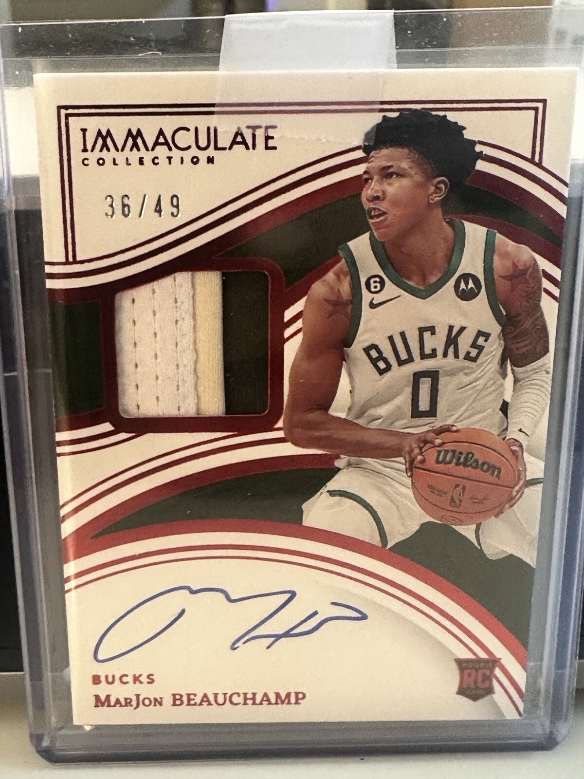 2022-2023 MarJon Beauchamp Immaculate Red Rookie Patch Auto 3/49!  SSP
