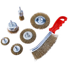 7PCS DRILL WIRE WHEEL CUP FLAT BRUSH METAL CLEANING RUST SANDING SET