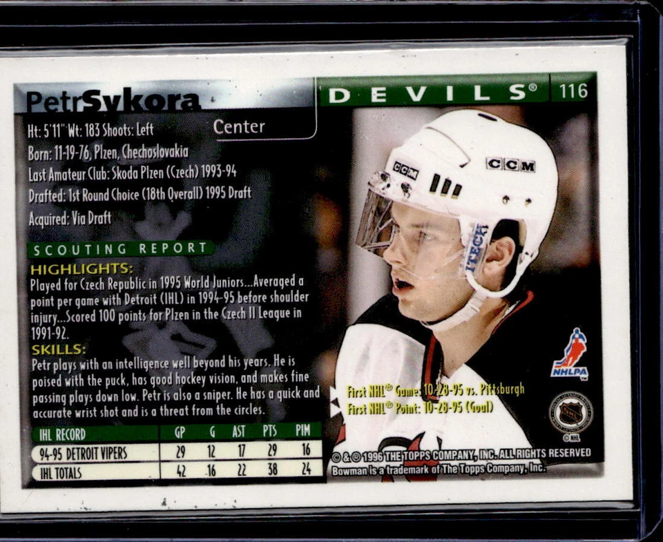 1995-96 Bowman #116 Petr Sykora Foil - Image 2 of 2