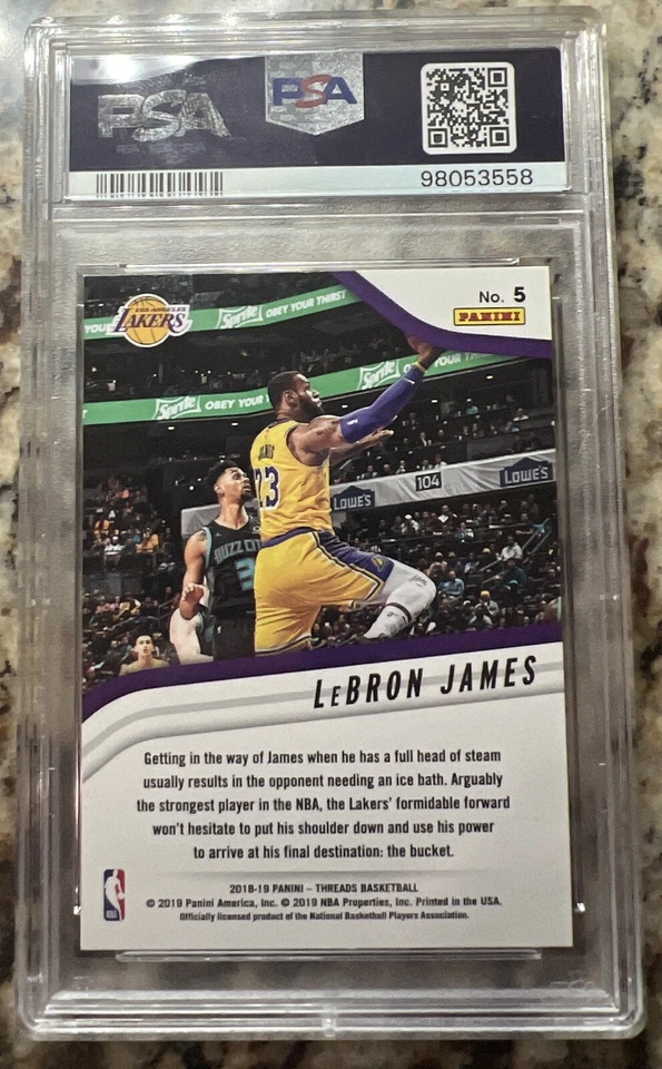 2018-19 Panini Threads LeBron James High Octane Dazzle SP PSA Low Pop Lakers - Image 4 of 4