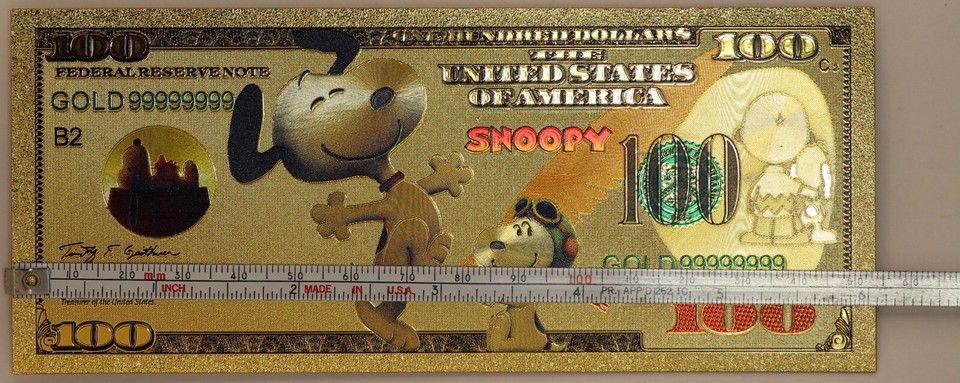 Sandy Cheeks Spongebob Cartoon $100 Novelty 24K Gold Foil Plated Note