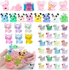 44Pcs Luminous Mini Resin Animals, Glow in the Dark Resin  Panda Duck Bear Vario
