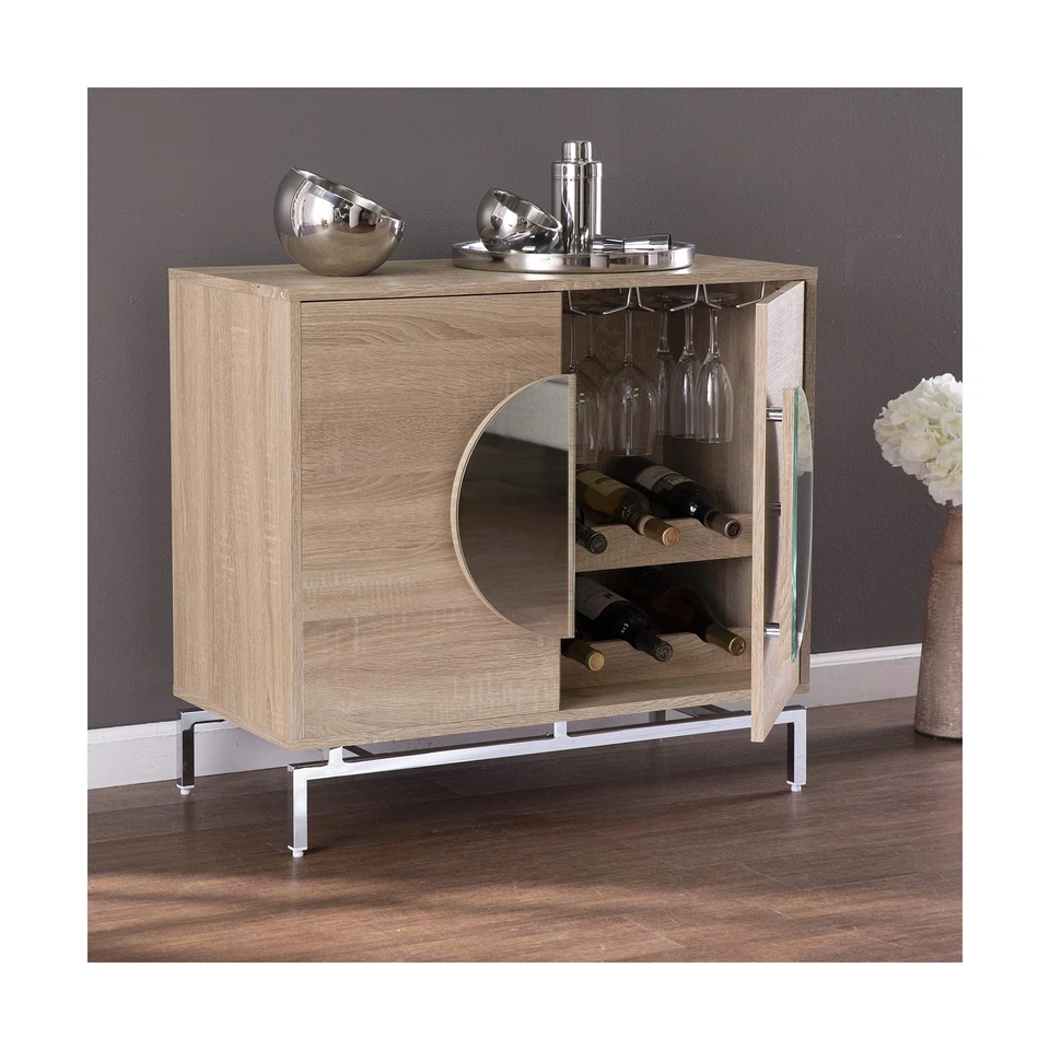 SEI Furniture Northdom 带葡萄酒储物柜,天然/铬色 — 第 4/4 张图片