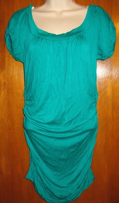 CONTEMPO Ladies' XL KNIT TOP/BLOUSE (green w/ elastic sides; 29'' long) EUC