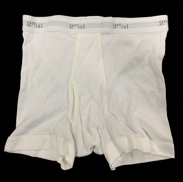 Vintage 2(x)ist Ribbed Mens Cotton Boxer Brief Underwear White Large