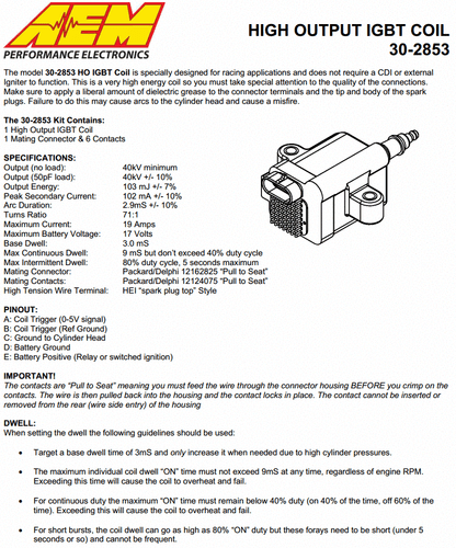 AEM Coils - 30-2853 High Output IGBT Inductive Smart Ignition Coil SET OF (4) - Bild 3 von 7