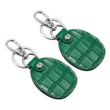 2 Pcs Leather Key Fob Keys Cover RFID Key Fob Protector 1.85"x0.12" Deep Green
