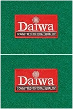 A Pair of RED Daiwa Patches c Sew / Iron On Angling Fly Carp Fishing Badges