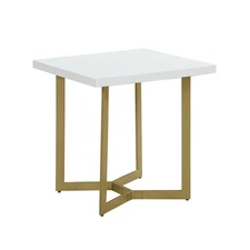 Best Quality Furniture April 23 White Rectangle Wooden Top End Table 23 Gold