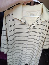 Champion's Tour Polo Shirt Mens 2XL Yellow Striped Short Sleeved Golf Casual