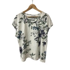Coldwater Creek Womens Tee T-Shirt Top  Floral Scoop Short Sleeve L