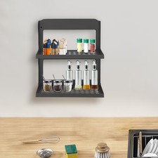 Wall-mounted Metal Rack 2-Tier for Laundry Room, Bathroom, RV 13.4in 16.7in