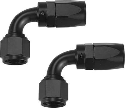 2PCS 6AN 90 Degree Swivel Hose End Fitting for Braided CPE Fuel Hose Black