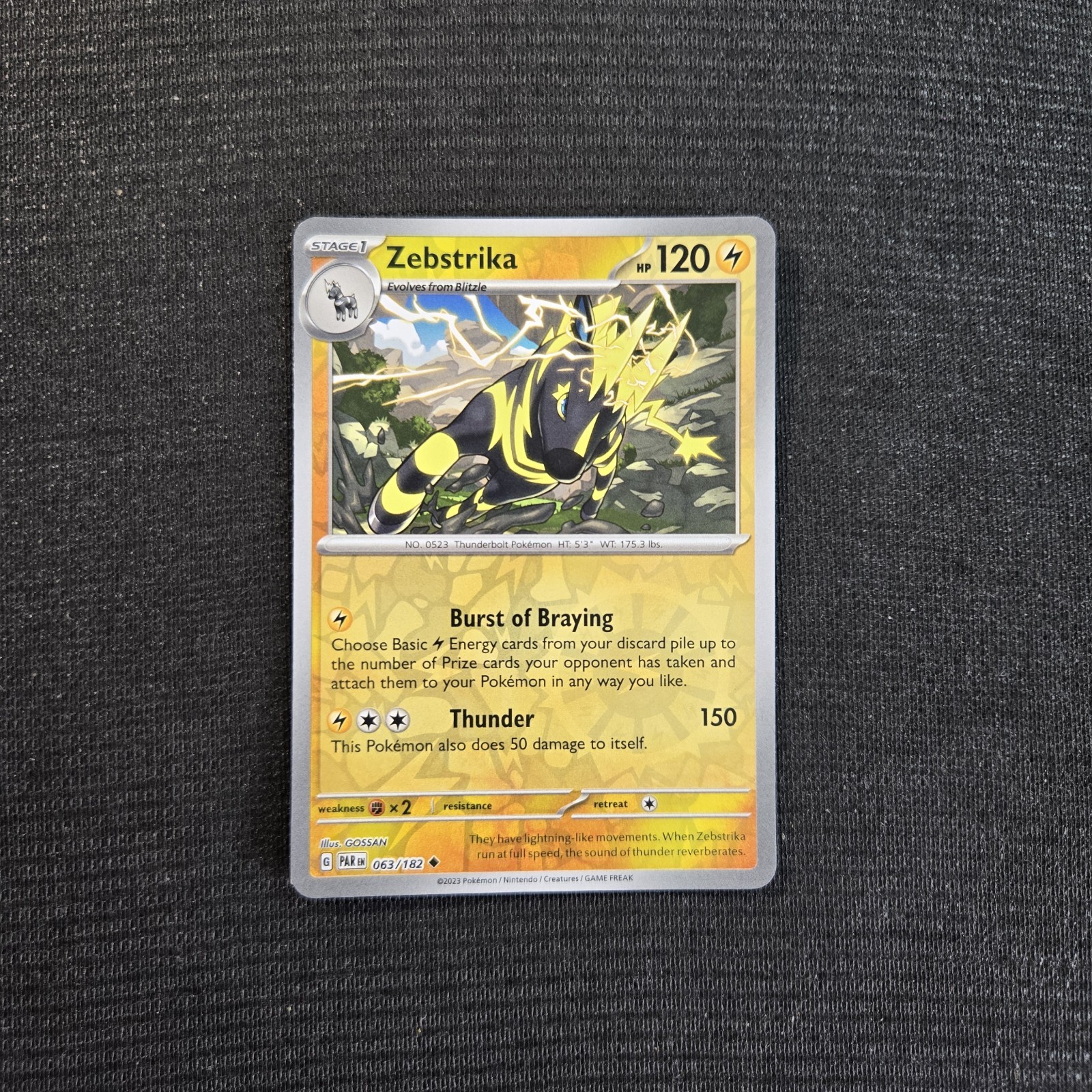 Pokemon TCG Paradox Rift Zebstrika Reverse Holo Card 63/182